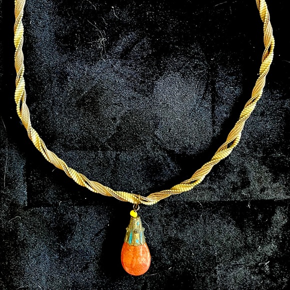Hand Crafted Jewelry - Upcycled Convertible Necklace Carnelian Pendant - wear Two Different Ways